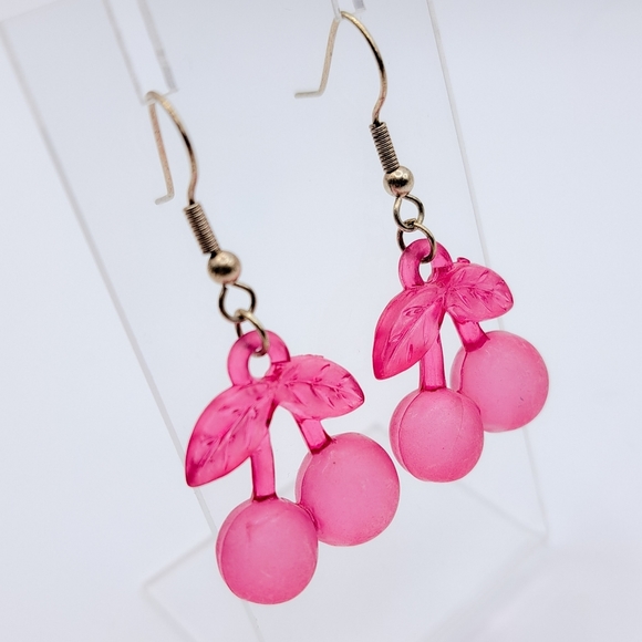 Retro Dangling Cherry Earrings - Picture 5 of 5